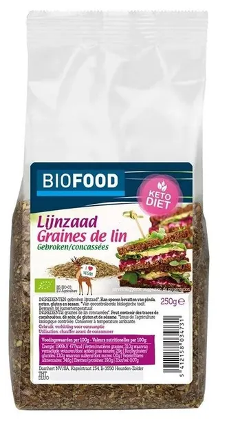 Semințe de in bio măcinate, 250 g, Damhert