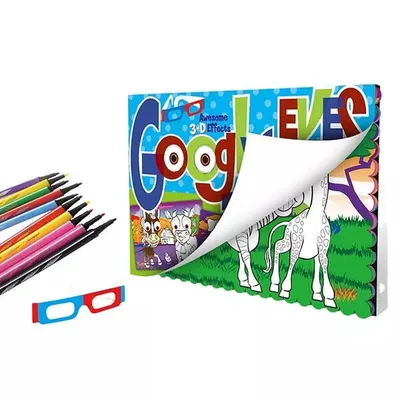 Carte de colorat lavabilă cu ochelari 3D