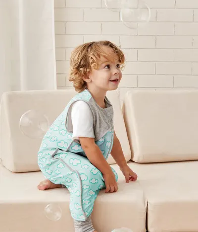 Sac de dormit cu picioruse si maneca scurta Love to Dream 0.2 Tog 4 ani Turquoise