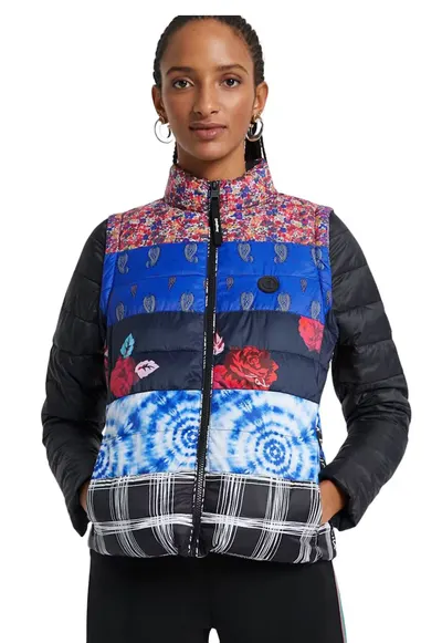Jacheta matlasata cu model patchwork Copenhagen - Alb/Negru