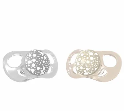 Set 2 suzete Twistshake Pacifier - Gri si bej, 0-6 luni