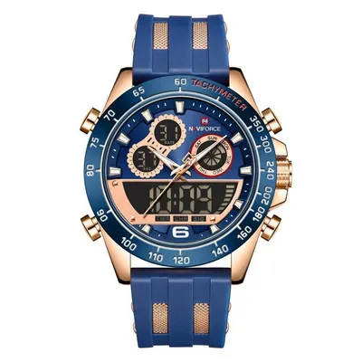 Ceas barbatesc Naviforce Silicon Cronograf Digital Analog Albastru