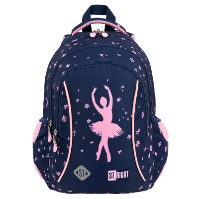 Ghiozdan cu 3 compartimente, St Majewski, St.Right Pink Ballerina, 39 cm