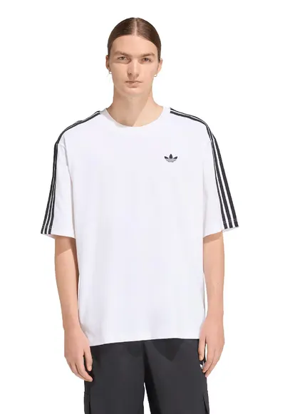 Tricou supradimensionat cu logo Adicolor - Alb/Negru stins