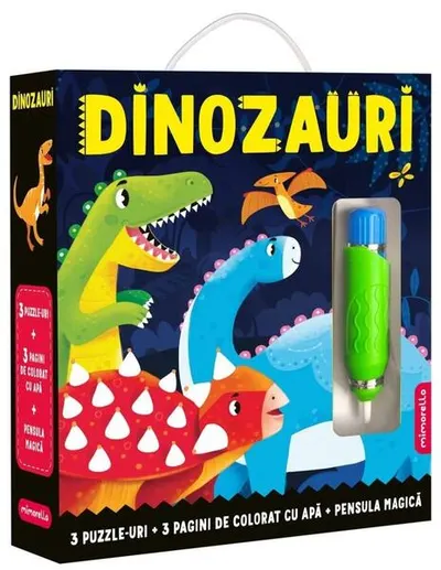 Joc educativ - 3 puzzle-uri + 3 pagini de colorat cu apă + pensula magică