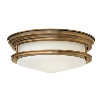 Corp de iluminat decorativ pentru exterior, Hadrian 2 Light Flush Mount – Opal Glass – Brushed Bronze