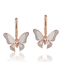 Cercei fluture din aur roz cu pietre pretioase si semipretioase de 3.46ct