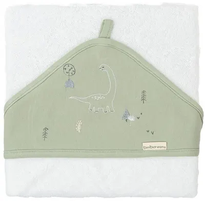 Prosop cu glugă Bimbidreams - Trex, 100 x 100 cm, White/Green