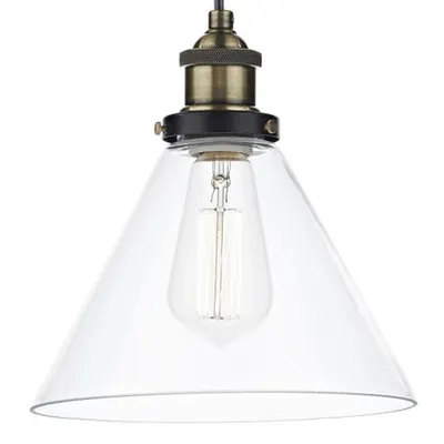 Lampa suspendata Ray 1 Light Pendant Antique Brass Clear