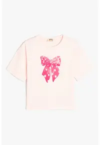 Tricou din bumbac cu imprimeu grafic - Roz pal