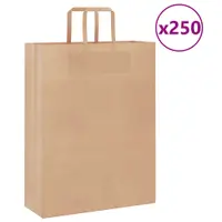 Gossi pungi de hartie 250 buc cu manere maro 32x12x42 cm