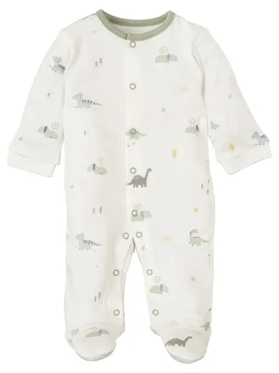 Pijamale pentru bebeluși Bimbidreams - TREX, 0-1 luni, alb/verde