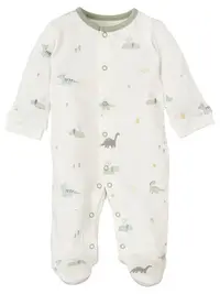 Pijamale pentru bebeluși Bimbidreams - TREX, 0-1 luni, alb/verde