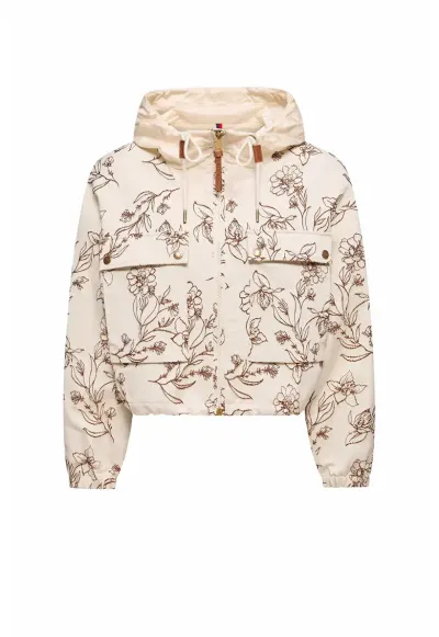 Geaca dama - Nepeta Floral Print - Alb/Maro