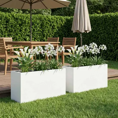 vidaXL Vază pentru Grădină 2 buc. Alb 80 x 30 x 50 cm