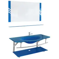 Set mobilier baie RM-2099 suspendat sticla albastru 65 cm