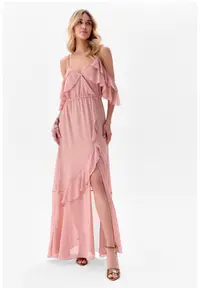 Rochie vaporoasa cu umeri decupati Bakalia - Roz
