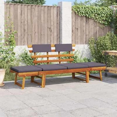vidaXL Bancă de grădină cu perne 2-în-1, 190 cm, lemn masiv de acacia