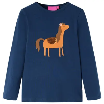 Tricou pentru copii cu mâneci lungi, bleumarin, 116
