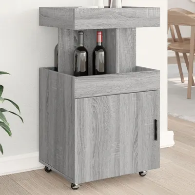 vidaXL Cărucior de bar, gri sonoma, 50x41x89 cm, lemn prelucrat