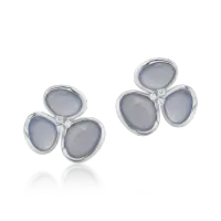 Cercei din aur alb cu calcedonii albastre de 10.2ct si diamante de 0.08ct