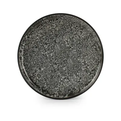 Farfurie neagră/crem pentru desert din gresie ø 20 cm Gravel – ONA