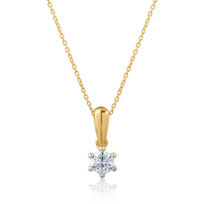 Lant cu pandantiv din aur galben cu diamant de 0.158ct