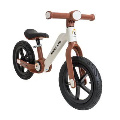 Bicicleta fara pedale, pliabila, pentru copii XIERLANG, roti de cauciuc si scaun reglabil, +3ani, alb si maro Z-TOOLS / ZTS8449 Engros