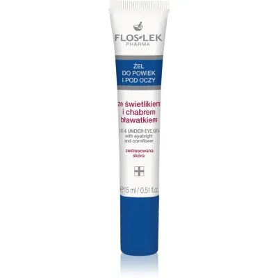 FlosLek Pharma Eye Care Gel pentru jurul ochilor cu un luminator și albastrele 15 ml