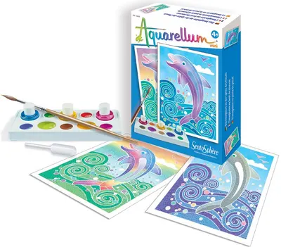 Set de colorat cu acuarele Sentosphere Aquarellum Mini - Delfini