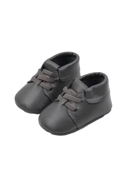 Pantofi Model Stan - Elegant - Piele ecologica - Baieti - Siret - Gri