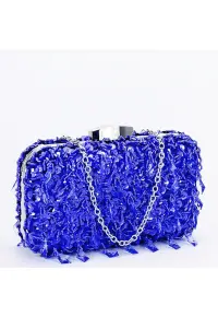 Geanta clutch albastra cu cristale si paiete BME6011 06 16829 - Albastru
