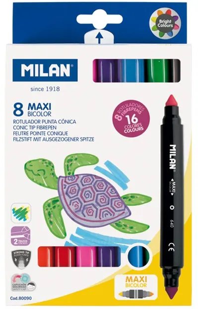 Set carioci cu 2 varfuri Milan - Maxi Bicolour, 16 culori