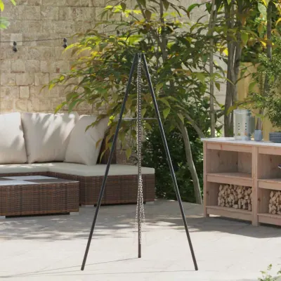 vidaXL Treppied pentru foc de tabără Negru 92 x 92 x 151,5 cm Oțel