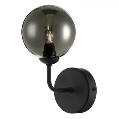 Aplica Feya Wall Light Matt Black Smoked Glass