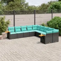Gossi set canapele de gradina cu perne, 10 piese, negru, poliratan