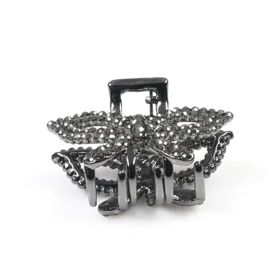 Cleste pentru par cu strasuri si design fluture in finisaj antracit