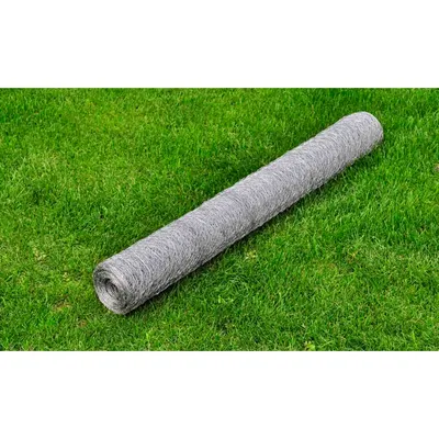 vidaXL Plasă de sârmă găini, argintiu, 25 x 0,5 m, oțel galvanizat