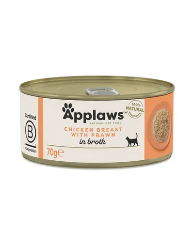 APPLAWS Cat Adult Chicken with Prawn in Broth 70 g pui și crevete în supă