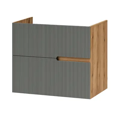 Mobilier pentru lavoar pe blat, finisaj riflat, 60 cm, verde Fluminia Malta