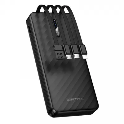 Baterie Externa Borofone BJ84 Smooth, 10000mAh, 10W, 1 x Lightning - 1 x microUSB - 1 x USB-A - 1 x USB-C, Neagra