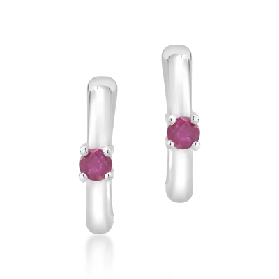 Cercei pentru copii din aur alb cu rubin de 0.13ct