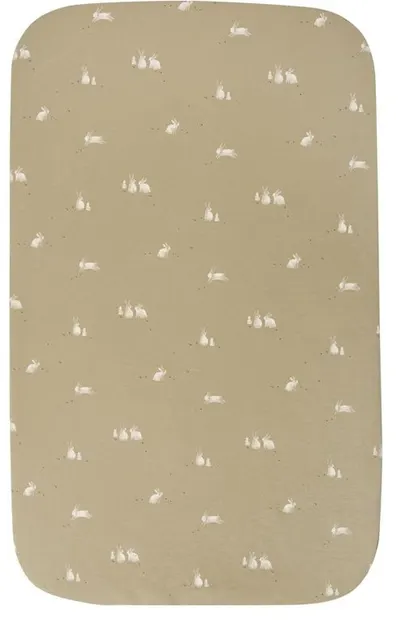 Cearșaf de pat pentru bebeluși cu elastic Bimbidreams - Bunny, 60 x 120 cm, Green Moss