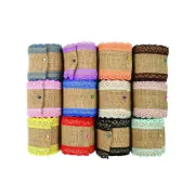 Accesorii creatie - panza iuta, diverse culori, 5cm x 2m, cu dantela, set 12 buc, Colorarte