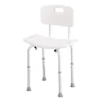 HOMCOM Scaun de Duș Antiderapant cu Spătar și Înălțime Reglabilă pe 8 Poziții, 50,6x43x71-88 cm, Alb | Aosom Romania