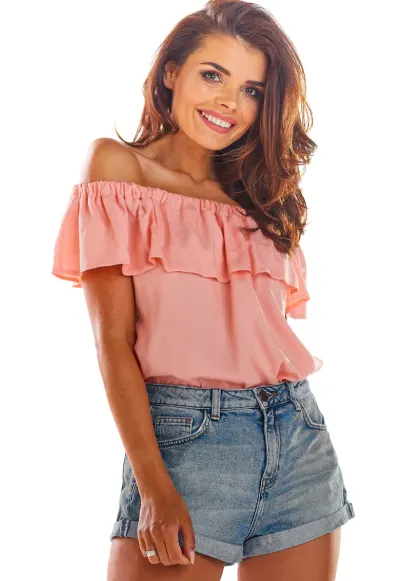 Bluza cu umerii goi - Viscoza - Roz