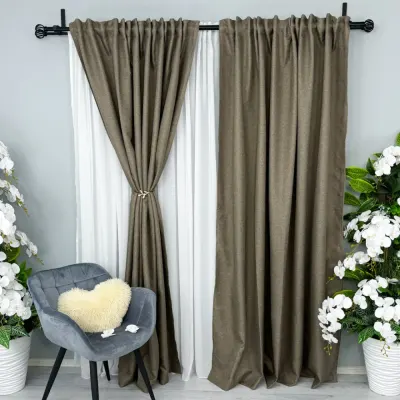 Set 2 Draperii HoReCa TEXTURATA tip IN - 200cm x 232cm , Rejansa pt. bara , Grej