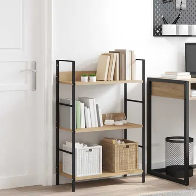vidaXL Etajeră cărți 3 rafturi, stejar, 60x27,6x90,5 cm lemn prelucrat