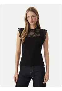 Bluza dama - negru - dantela - casual - poliester|viscoza