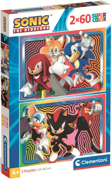 Puzzle pentru copii Clementoni din 2 x 60 piese - Sonic Ariciul